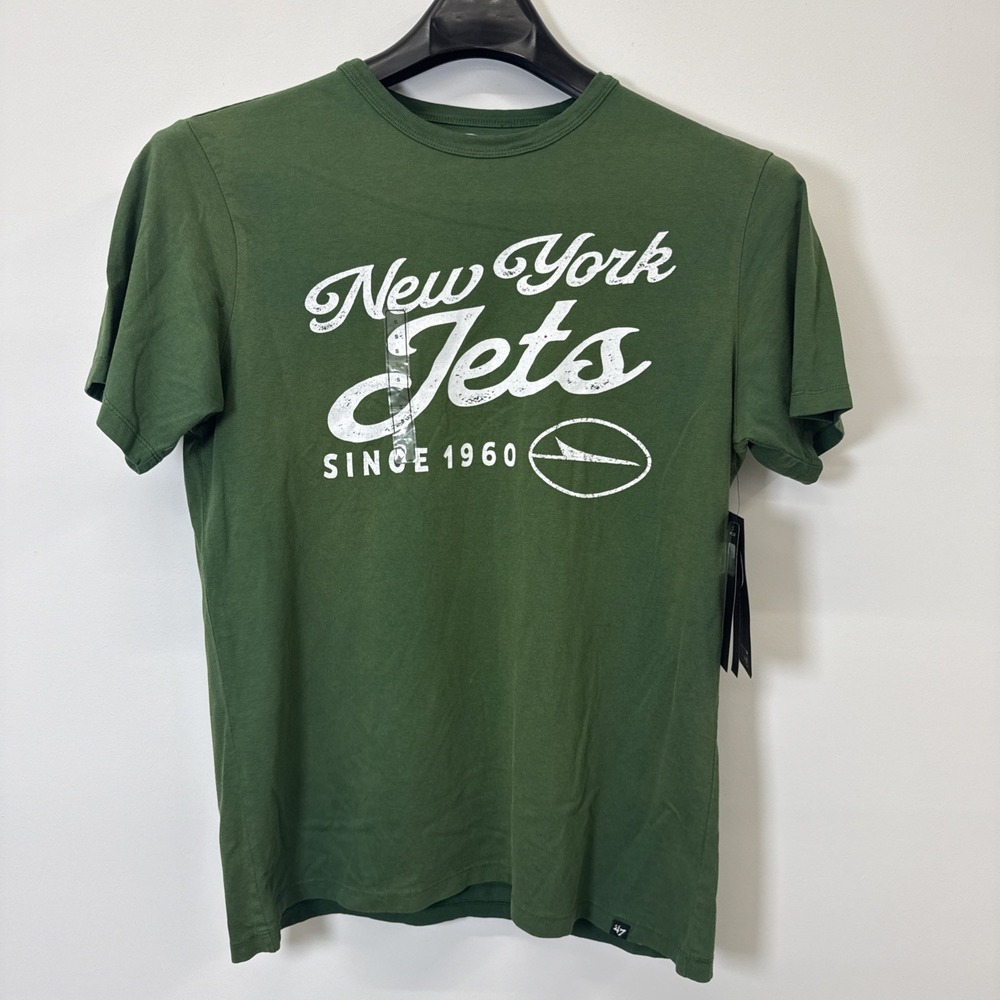 47 Brand New York Jets T Shirt Men's Green Retro Faded NFL Team Apparel NEW Sz S